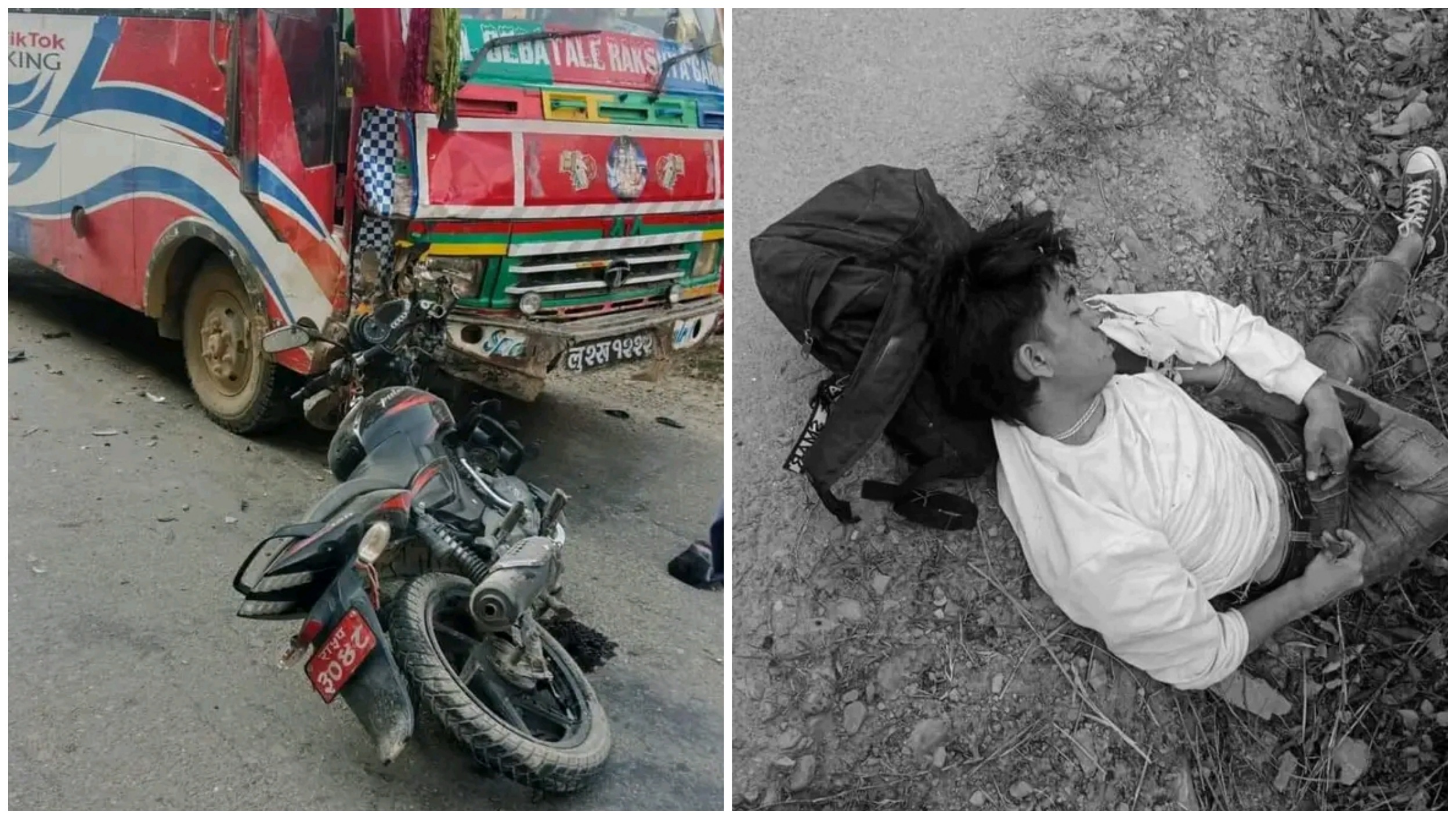 सल्यानमा बसले मोटरसाइकललाई ठक्कर दिदा मोटरसाइकल चालकको मृत्यु